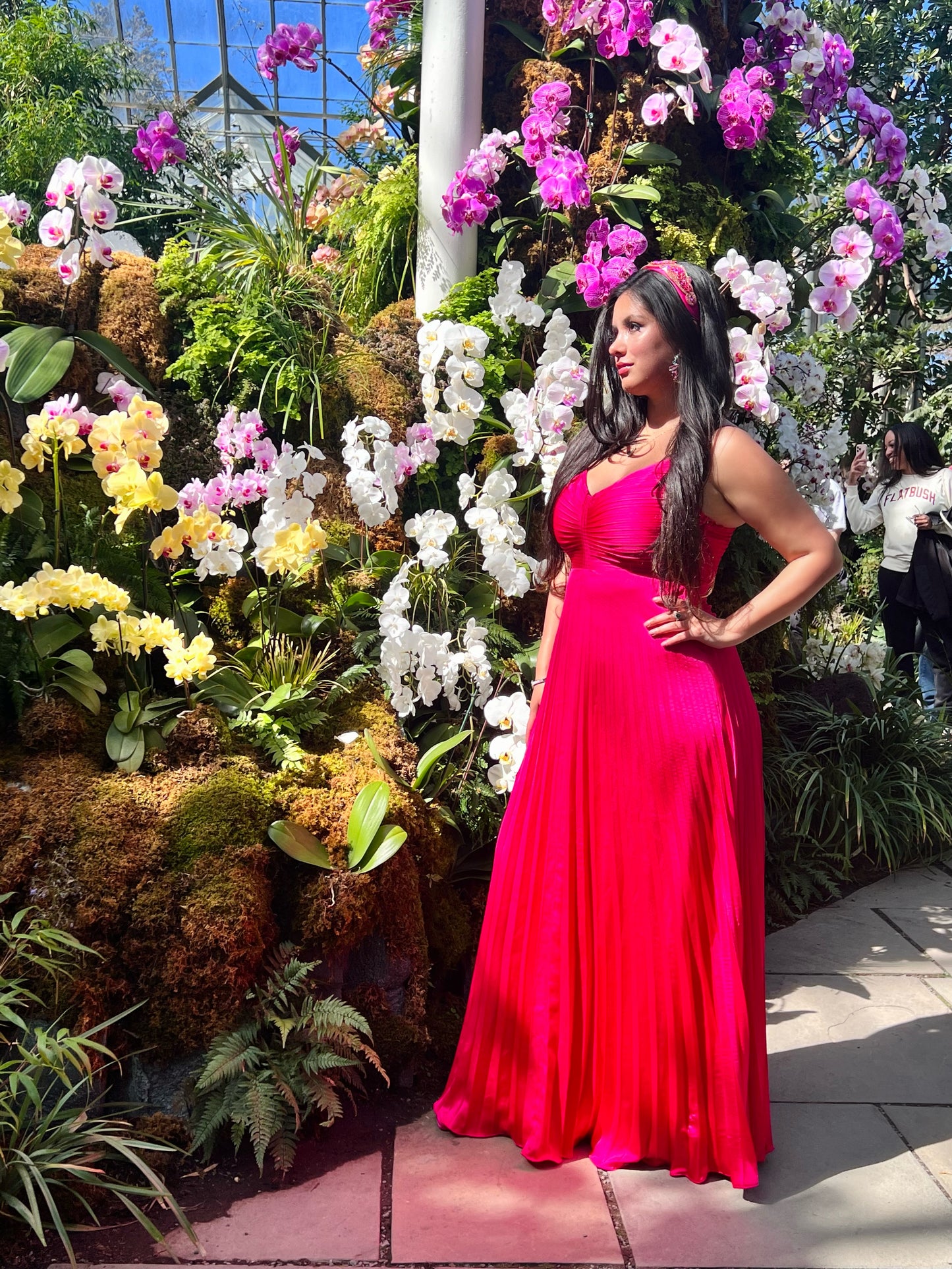 👑Princess Lilith fuchsia pleated maxi dress