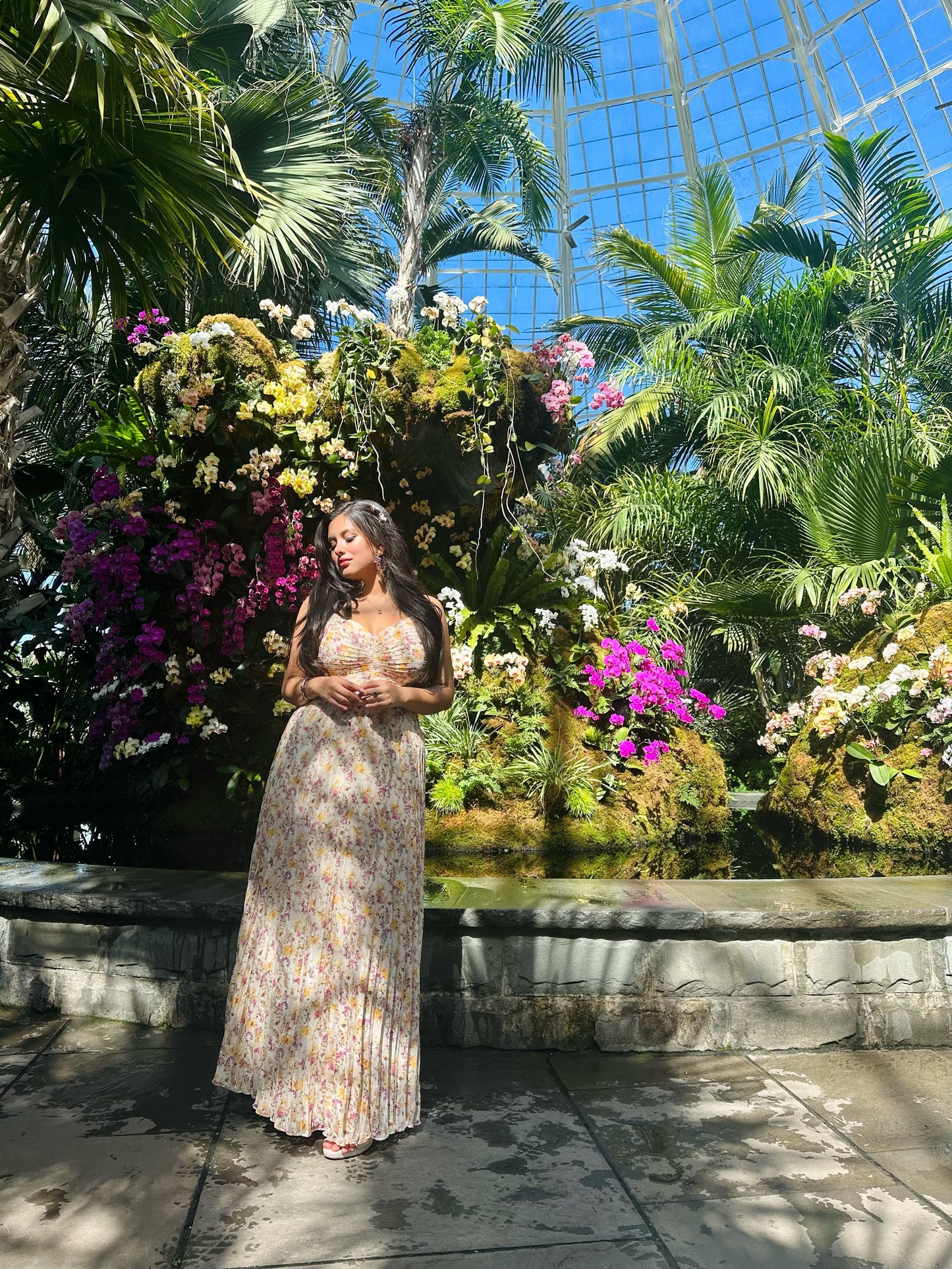 👑Princess belle floral pleated maxi dress