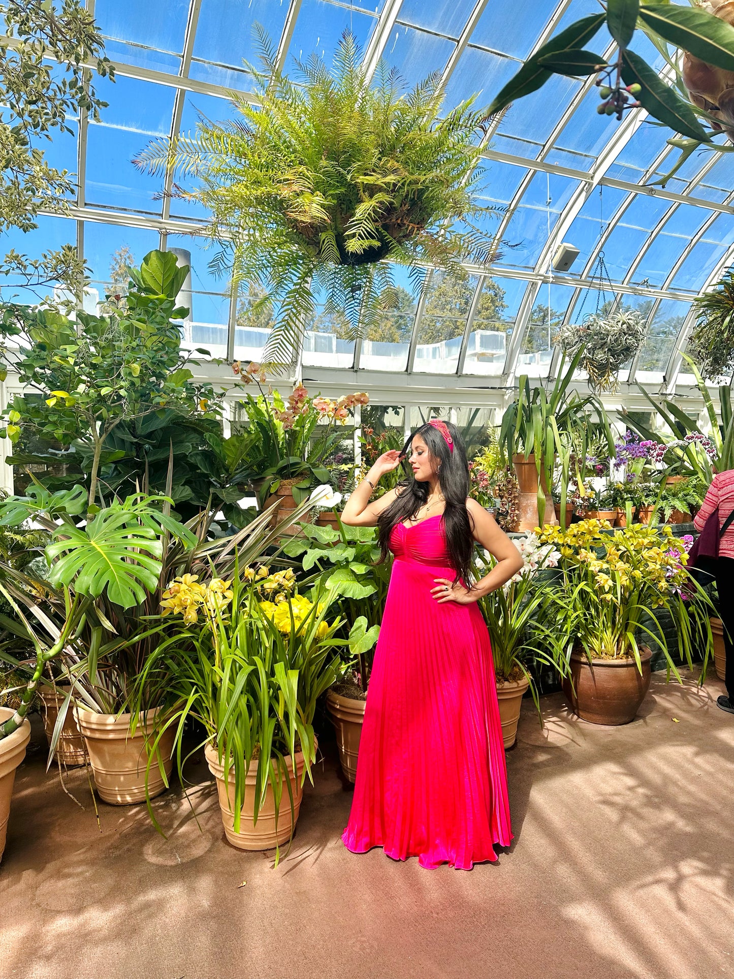 👑Princess Lilith fuchsia pleated maxi dress