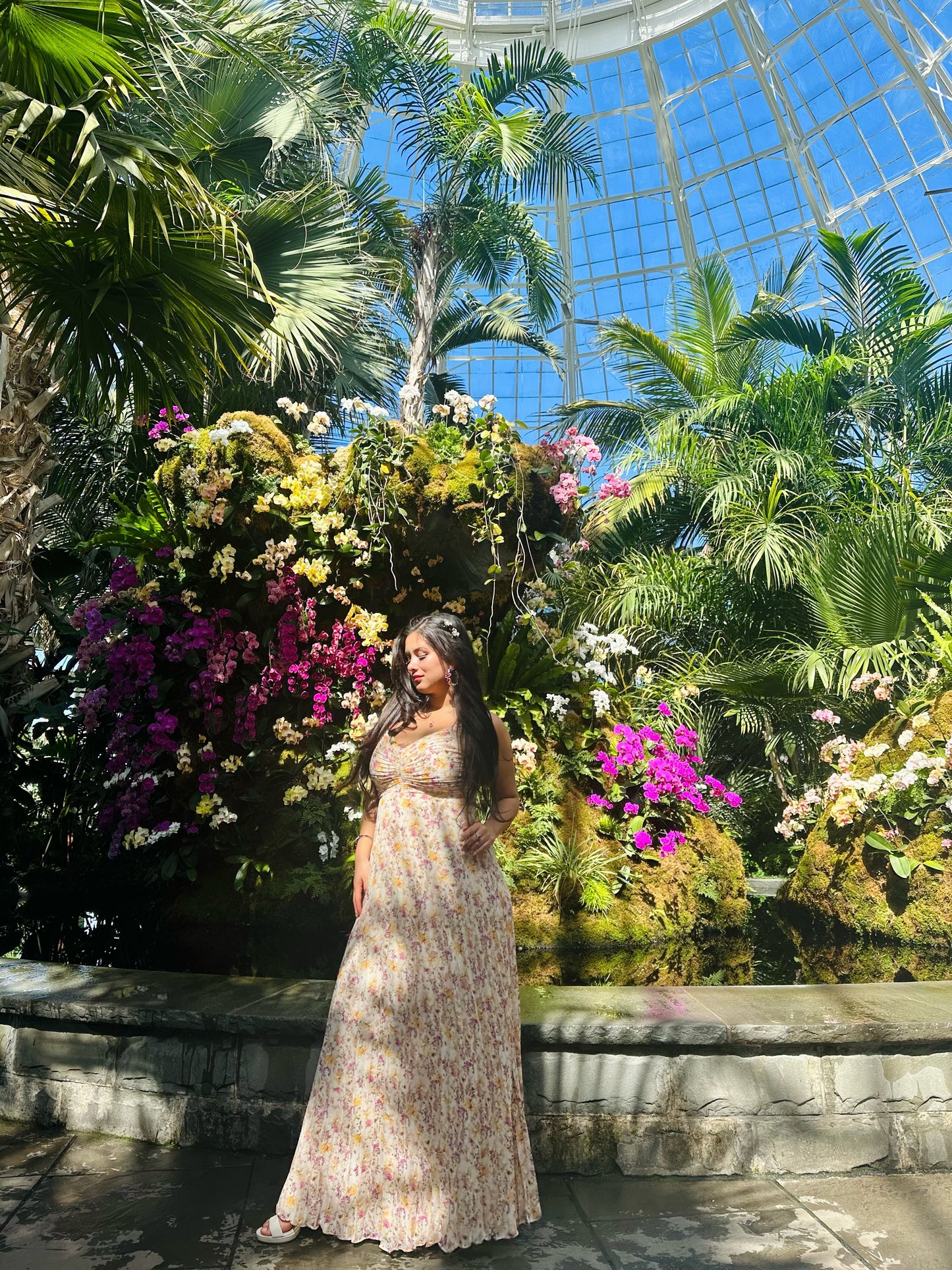 👑Princess belle floral pleated maxi dress