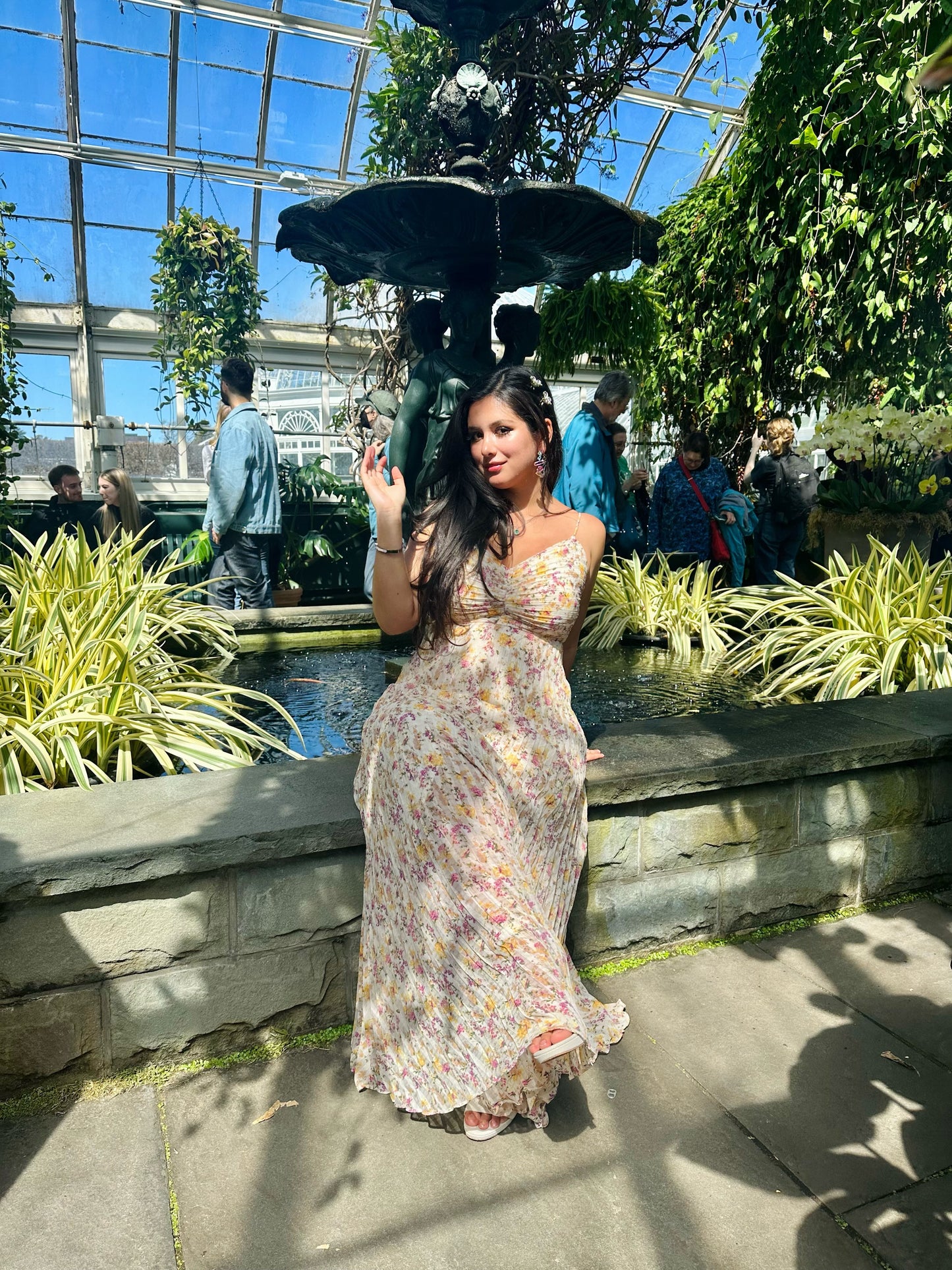 👑Princess belle floral pleated maxi dress
