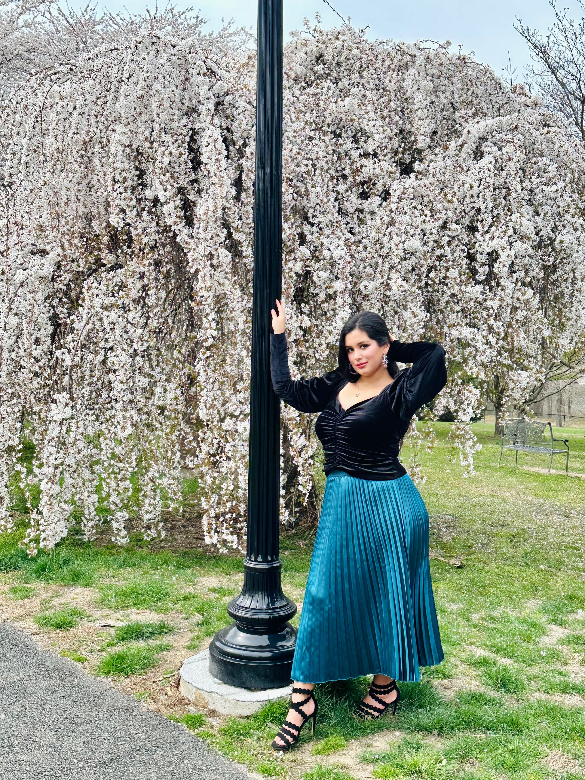 Satin skirt teal sale