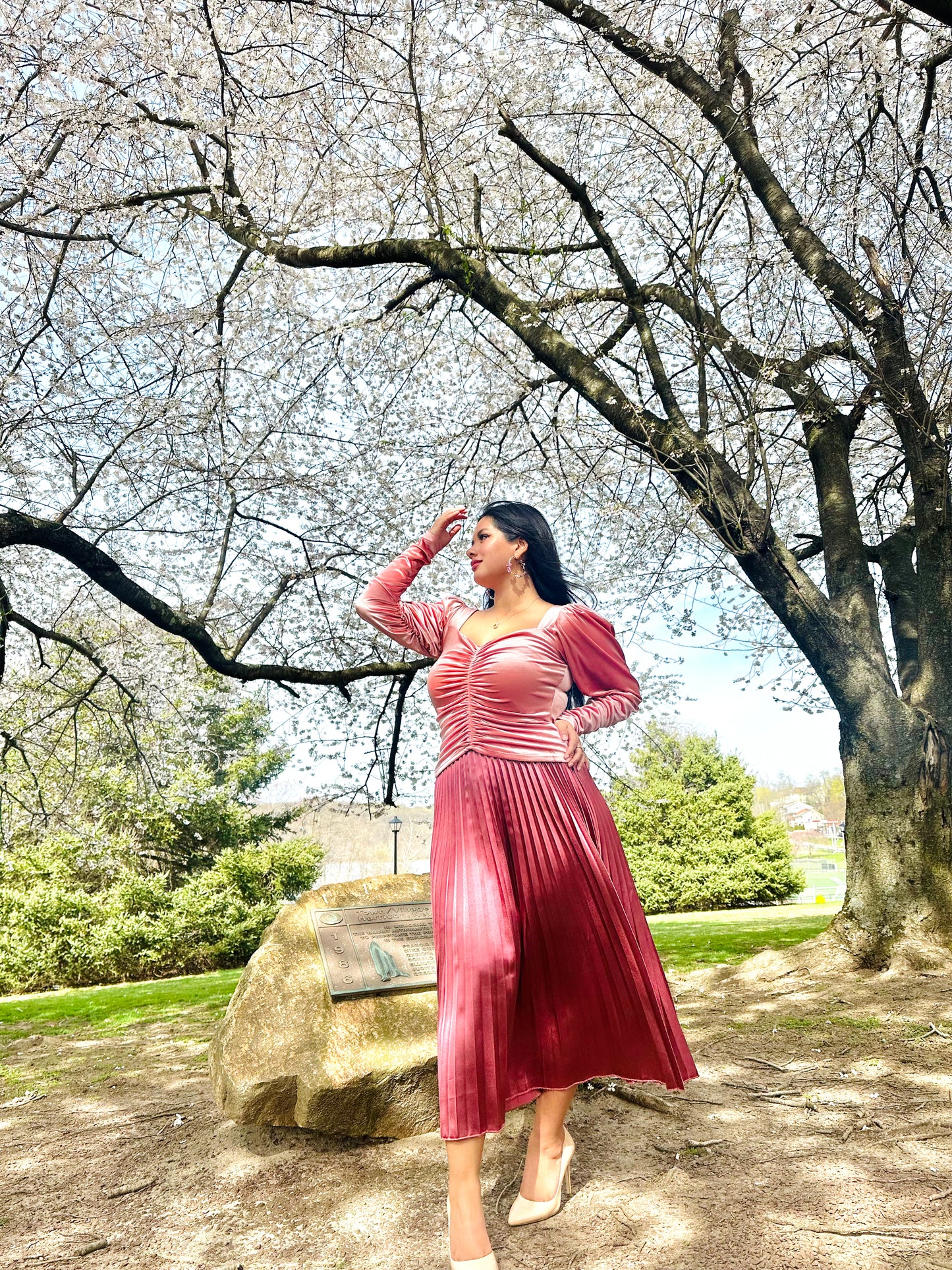 👑Goddess Aurora pleated dusty pink satin skirt