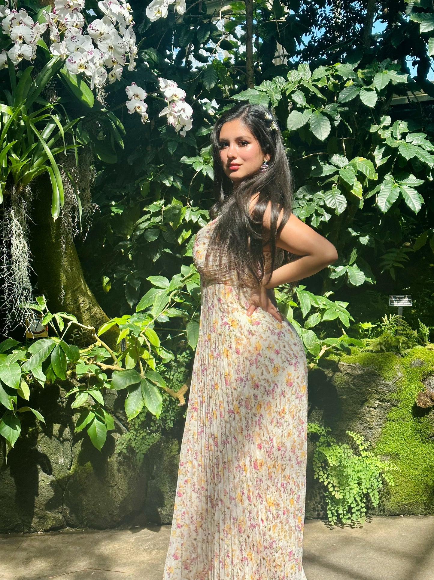 👑Princess belle floral pleated maxi dress
