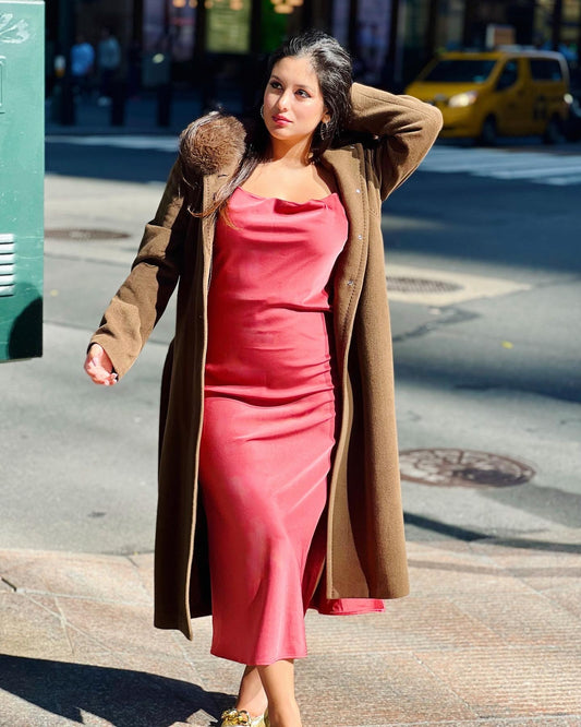 👑Princess Roxanne satin cowl neck dress