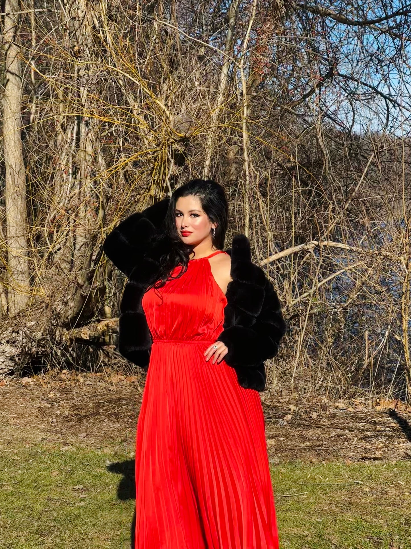 👑Princess Ruby maxi red pleated dress