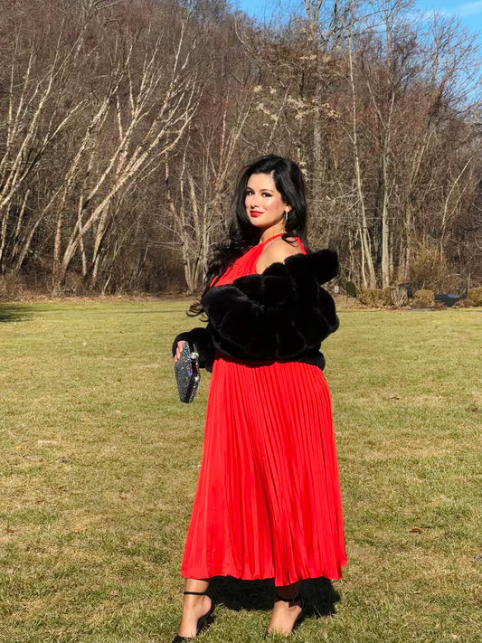 👑Princess Ruby maxi red pleated dress
